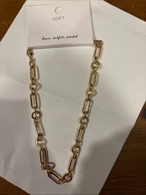 LOFT Shiny Gold Mixed Link Necklace